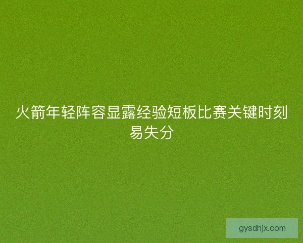火箭年轻阵容显露经验短板比赛关键时刻易失分