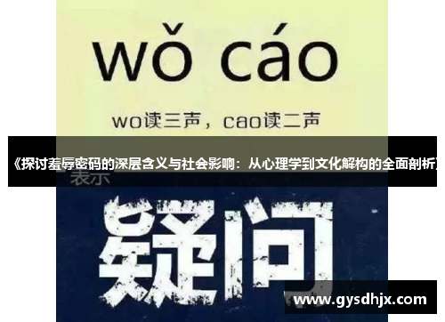 《探讨羞辱密码的深层含义与社会影响：从心理学到文化解构的全面剖析》