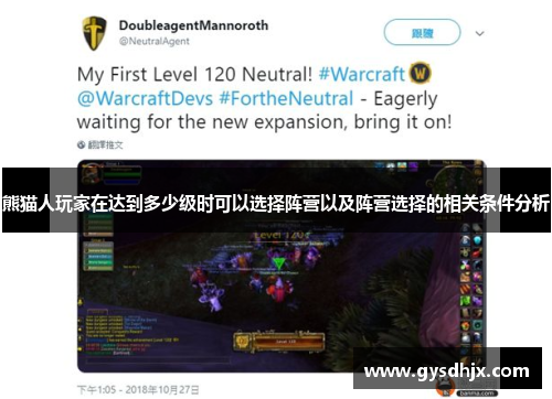 熊猫人玩家在达到多少级时可以选择阵营以及阵营选择的相关条件分析